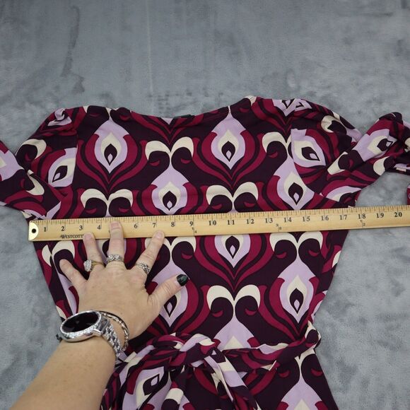 Bisou Bisou Dress Womens 4 Purple Michele Bohbot Short Sleeve Vneck Wrap Style - Picture 3 of 16